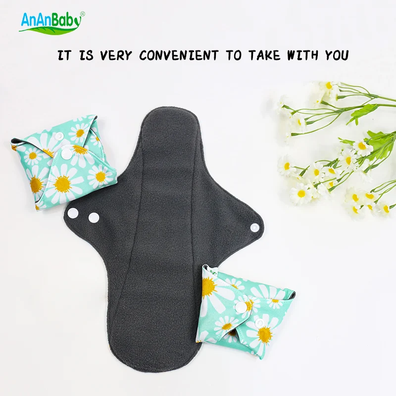 Ananbaby Reusable Sanitary Organic Pads Top Quality Oem Bamboo Charcoal