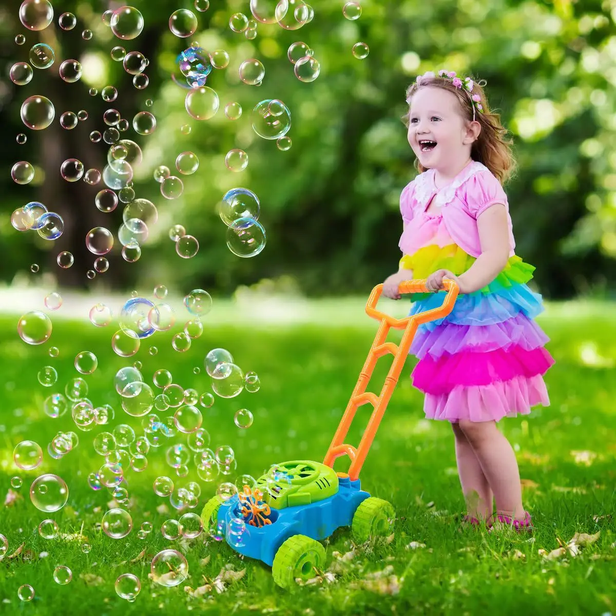 Hot Selling Outdoor Interactive Children's Toys Electric Hand-Push Bubble Machine Beautiful Bubble Blowing  Machine Parents