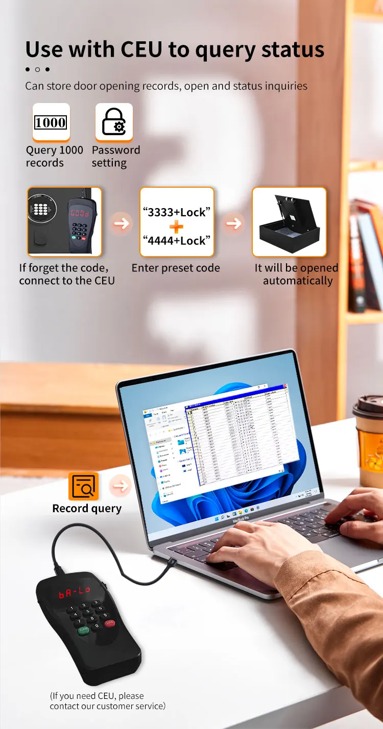 CEQSAFE Economic High Quality Hotel Safe Box with Hydraulic Function Top Opening Hotel Drawer Safe Box Chinese CEQ Safe GK-TOP-Y details