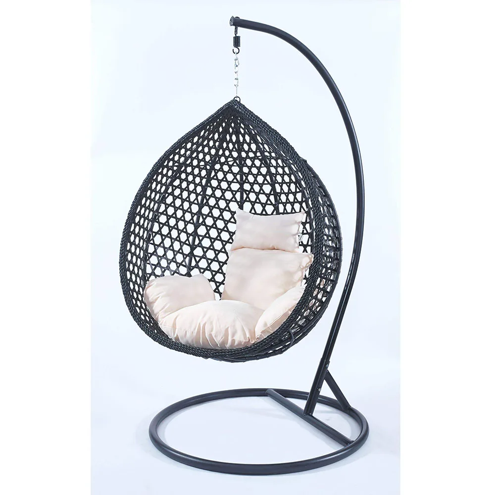 product hot sales popular metal traditional hanging cushion beach swings yellow small moon premium two seat garden swing egg chair-1
