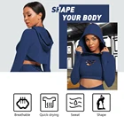 Long Private Label Long Sleeves Hooded Crop Top Cut-out Yoga Top Workout Custom Hoodie With Thumb Holes