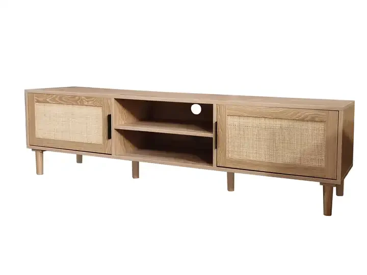 Rattan Melamine Chipboard Customization Wooden Living Room Furniture TV Stand Table Modern