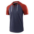 Customized Logo New Trend Mens Drawstring Hooded Cheap Loose Casual T Shirt