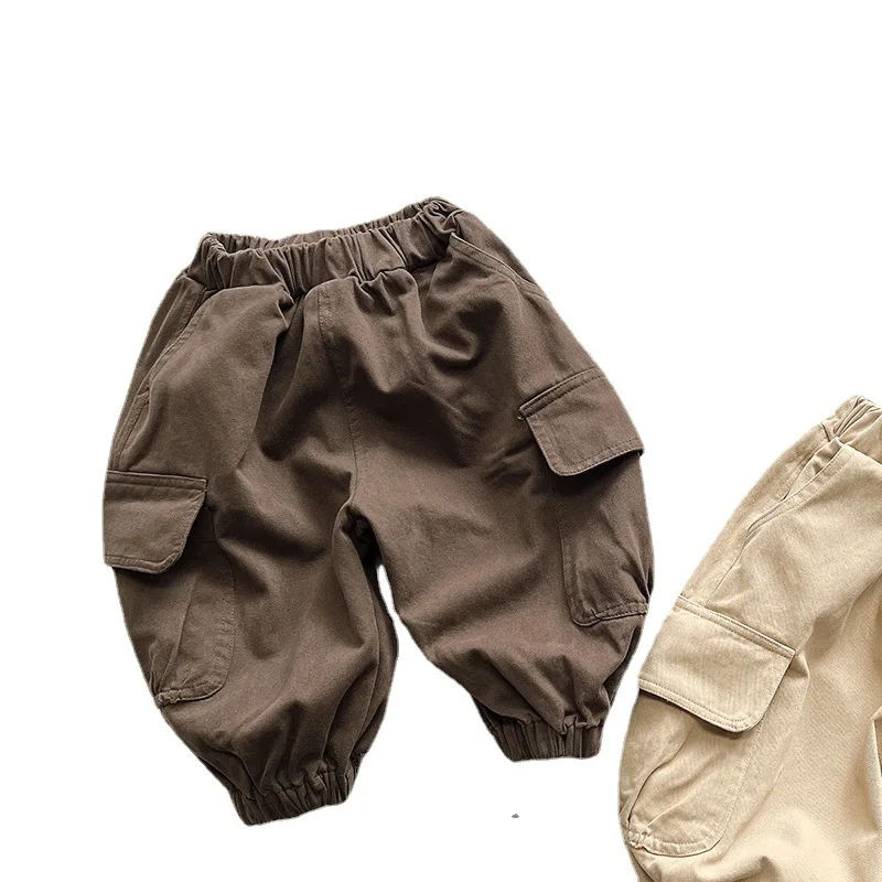 Children's Cargo pants Autumn Medium waisted cotton boys' casual pants Fashion baby clothes