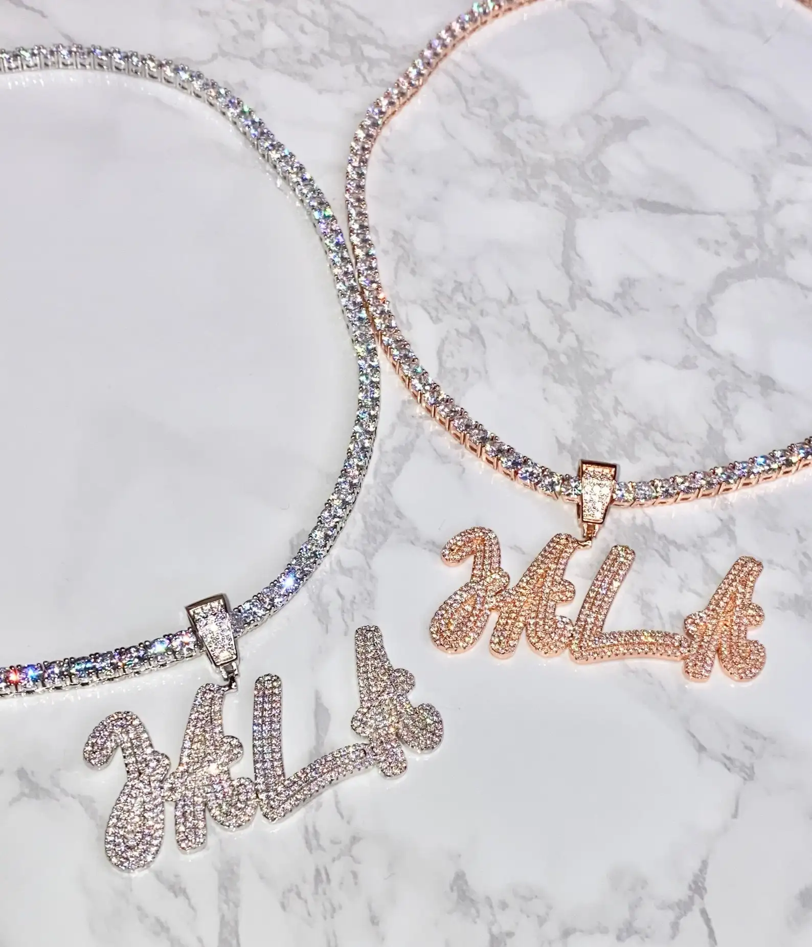 Hip Hop Iced Out Cursive Name Necklace 