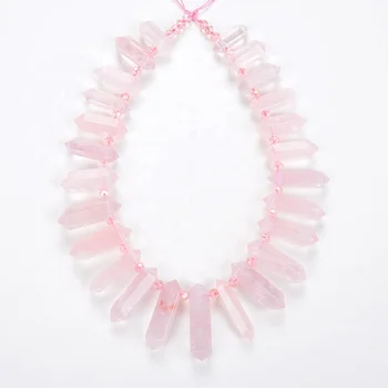 High quality natural Rose Quartz Stone beads healing crystal double point GEM PENDANT for jewelry DIY bracelet necklace