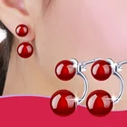 Earings Agate Earrings Custom Lovely Lady Stud Earings Jewelry Double Agate Red Earrings For Women