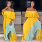 Girls' Clothing Women Patchwork Strapless Pleated Long Dress Elegant Casual Girls' Clothing