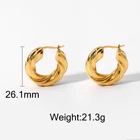Earrings Earrings Europe And America 18k Gold Plated Screw Thread Stainless Steel Hoop Earrings For Women
