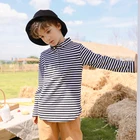 Boys' 2021 Autumn New Boys' T-shirts Fall Kids Clothing Striped Children Polo Cotton Top Classical Casual