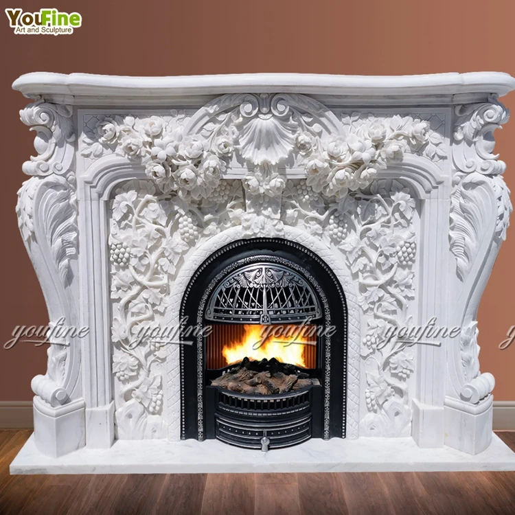 High quality indoor decorated marble fireplace