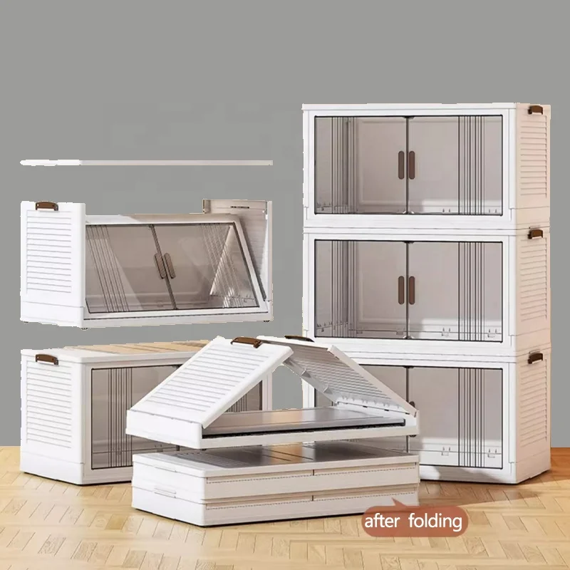 Baby Wardrobe Storage Cabinet Folding Collapsible Storage Boxes Bins OEM Foldable Plastic Eco-friendly Organizer 5 Layer Lid