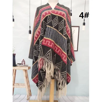 Hooded Scarf Ethnic Muslim Kashmir Acrylic Fabric Women Scarf 2021 Winter Thick Fringes Gradient Crochet Shawl Scarf