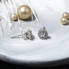 Zircon Gemstone Elegant 925 Sterling Silver Brinco De Prata Fine Zircon Round Shaped Gemstone Stud Earrings