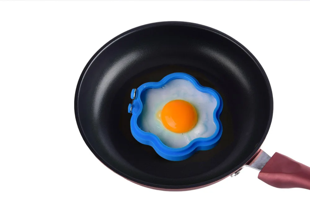 Heart-Shaped Bear & Flower-Shaped Silicone Pancake & Egg Mold Star-Shaped Fried Egg Maker with Handle Kitchen Tool factory