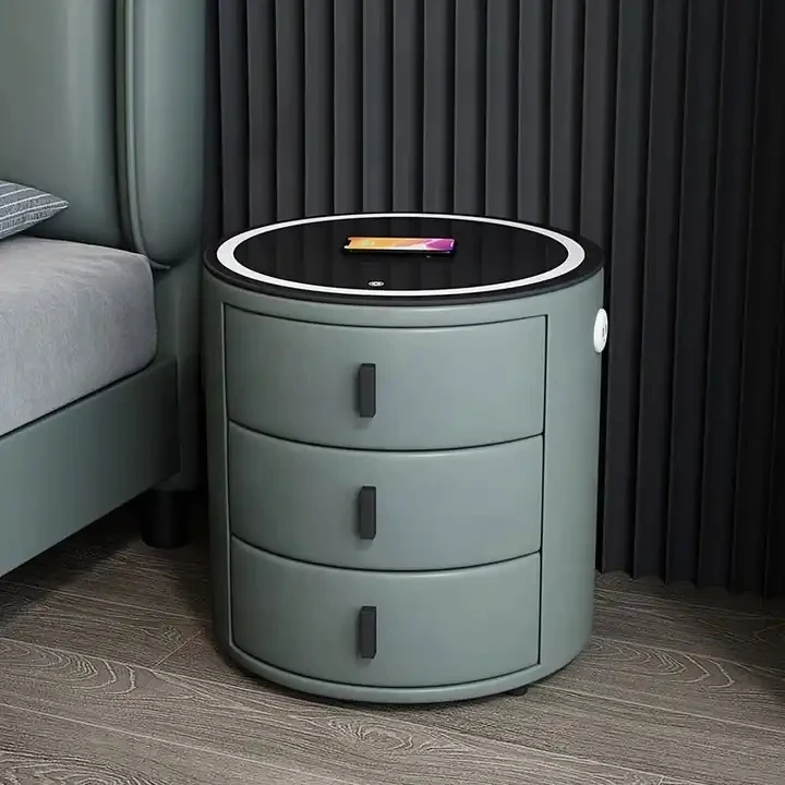 Smart Furniture Multiple Function Speaker USB Charging Ports Bedside Table Nightstand Wireless Charging