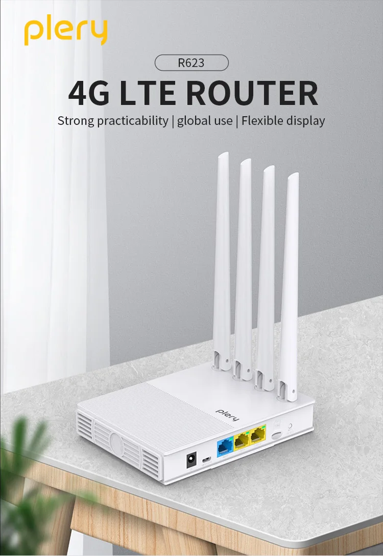 Customization Router Outdoor Mobile Wireless Rooter Wifi 4G Lte 300M High Gain 4G Lte Router for Plery R623