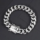 Silver Jewelry High Polished Silver Cuban Link Chain Bracelet Wristband Men Gift Jewelry