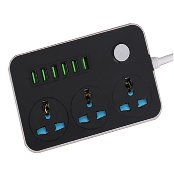 3 Way Plug Adapter UK, Multi Plug Extension with 6 USB,  13A Wall Socket Power Extender Wall Multi plug Charger Adaptor