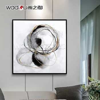 Custom Framed Art Abstract Black And White Painting Canvas Art Digital Printing Custom Wall Art For Home