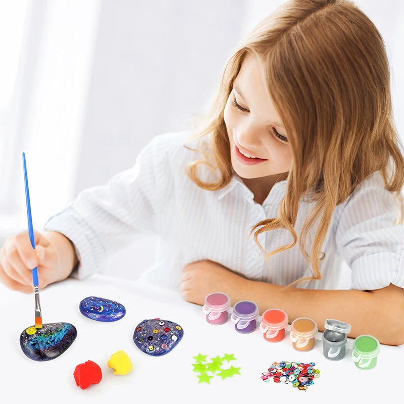 Soli Wholesales Rock Stone Painting Set Birthday Gift  cheap toys  Supplier toys kids painting toys diy kid stone For Kids