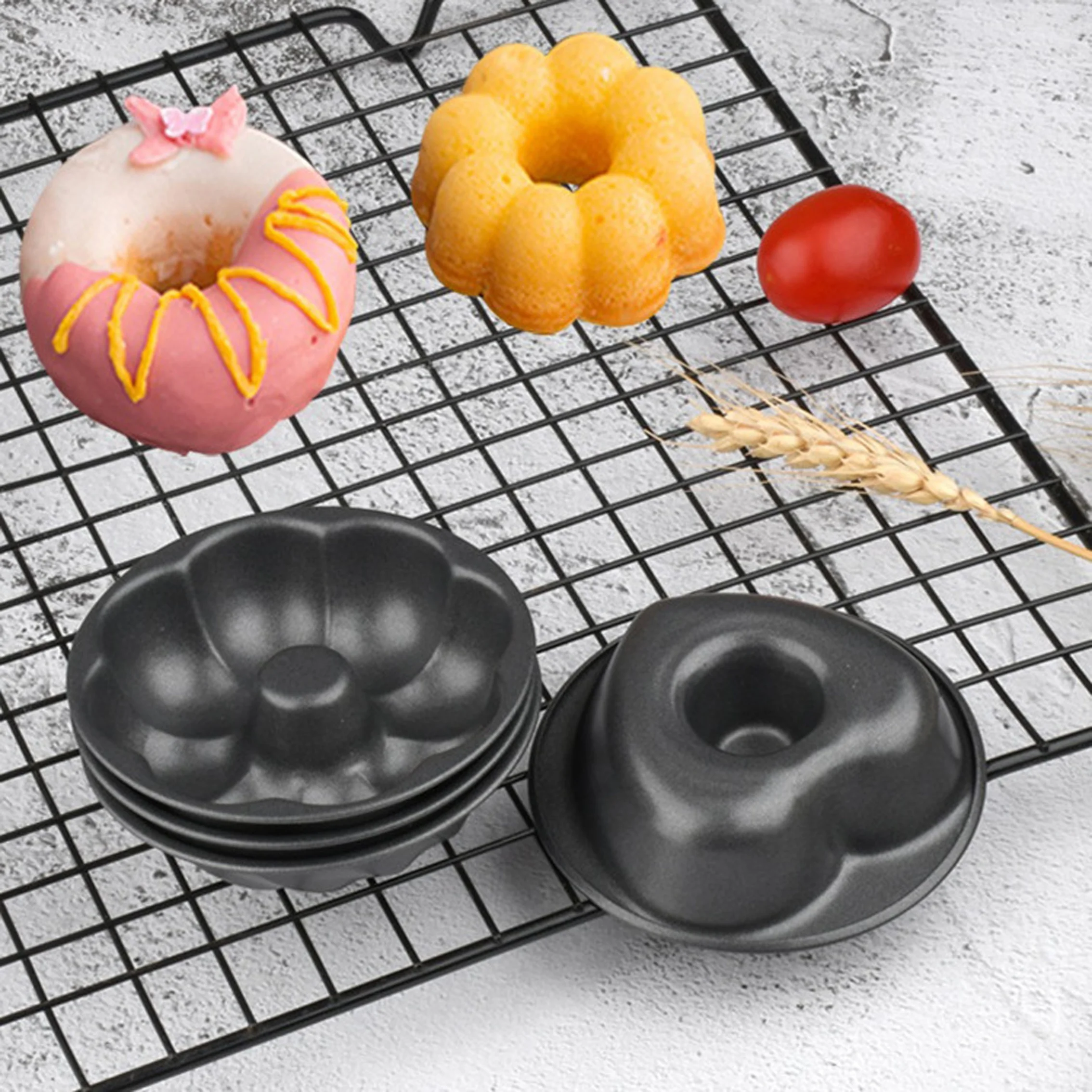 New Design 3Inch Mini Round Non Stick Donut Chiffon Cake Mold Baking Tray Pans For Diy Food Homemade Kitchen Accessories