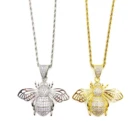 Diamond Small Fashion Iced Out Diamond Women Men 10k Gold Plated Hip Hop Small Bee Pendants Charm Necklace