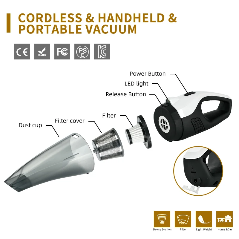 Mini Handheld Car Vaccum Cleaners Cordless Strong Power Suction Wireless and Wired Dual Use Vehicle Cleaner Cleaner Car Vacuum