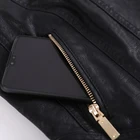 Women Pu Leather Jacket Manufacturer Price Thick Coated Recycle Polyester Short Black Women Pu Leather Moto Jacket