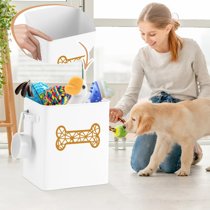 Factory Direct Sale Set of Three Food Storage Tin Dog Treat Jar with Lid for Pet