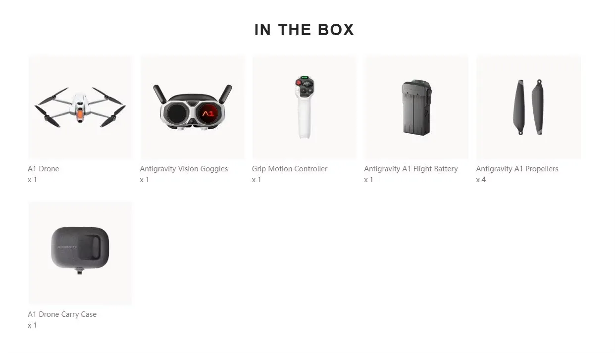 Insta360 Antigravity A1 8K Camera Drone Hovering Foldable Design 1KM Transmission 6-Axis Gyro Brushless Motor