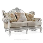 Top Hot Selling Classical Villa Interior Silver Painting Carved 123 Leather Chesterfield Sofa Living Room Set