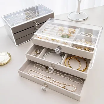 Jewelry Organizer Rings Bangle Necklace Earrings Jewelry Box Muti-layer Drawer Travel Packaging Portable Storage Gift Box