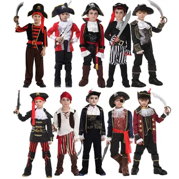 Halloween Boys Cosplay Anime Pirate Costume Captain Jack Sparrow Kids Clothes Sexy Party Carnival Costume For Kids Boys Girls