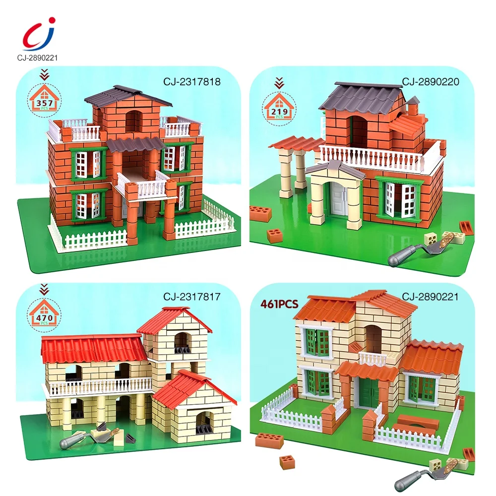 Chengji creative toys DIY garden villa clay connection small brick construction toys build real house mini cement bricks diy toy