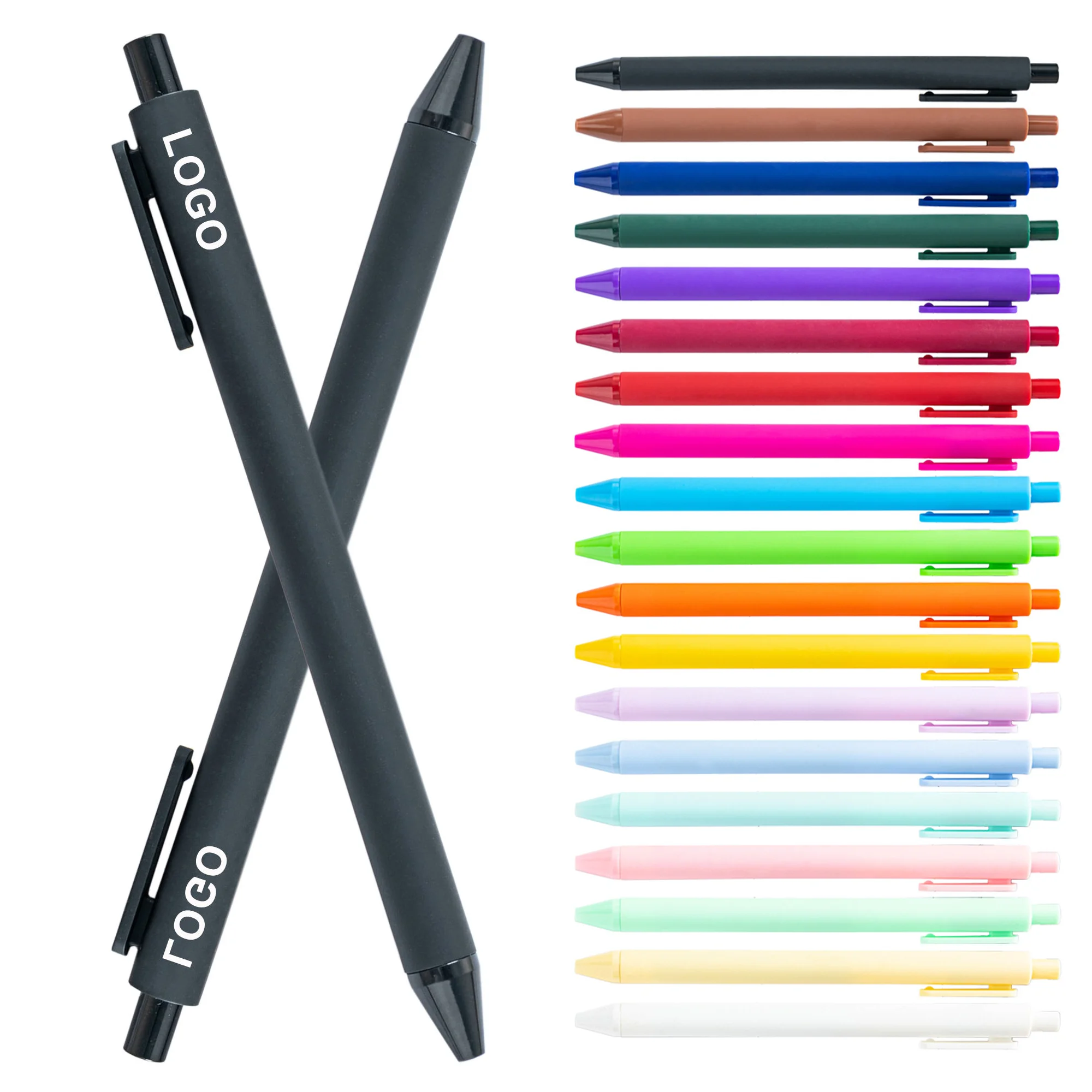 Best bulk plastic cheap multicolored rubber coated ballpoint pens with oem retractable custom printed logo for stationery Best bulk plastic cheap multicolored rubber coated ballpoint pens with oem retractable custom printed logo for stationery