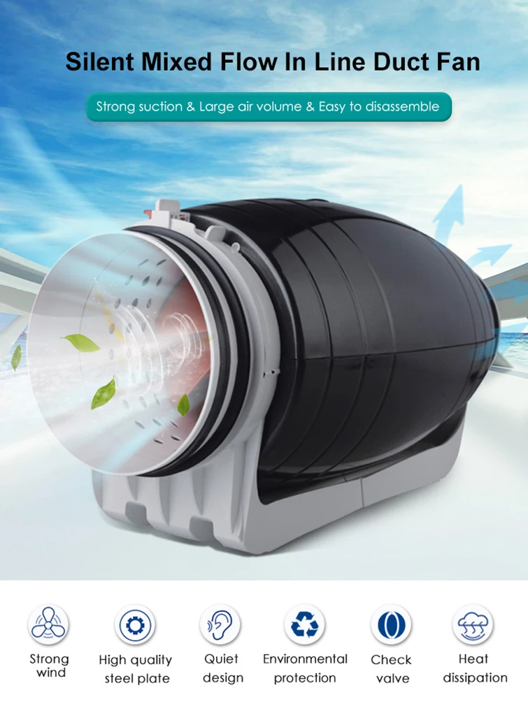 Inline Duct Fan, NUSSUN, 6Inch, 150mm, 220V - detail 2
