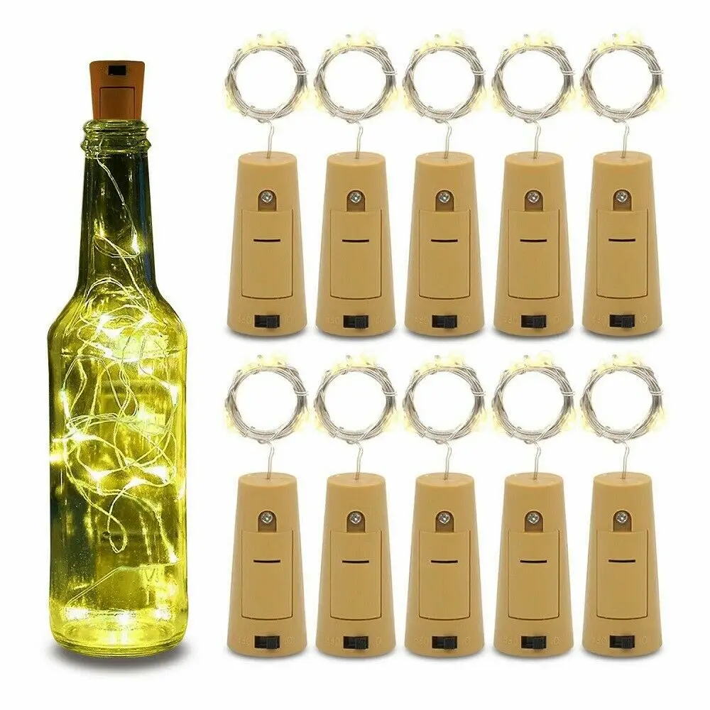 Bottle Lights with Cork 10 Pack Copper Wire with 20 Micro LEDs 2M String 
