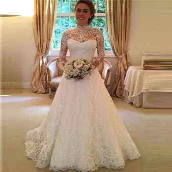 Bridal Dress Lace Sleeve A Line Beautiful Wedding Gown Cheap Wedding Dress