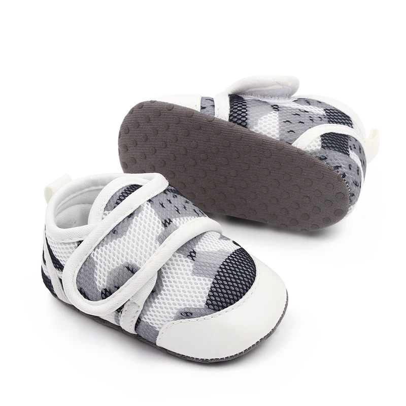 PU Leather Toe Mesh Breathable Cartoon Printed Baby Girls and Boys Soft Soled Toddler Shoes supplier