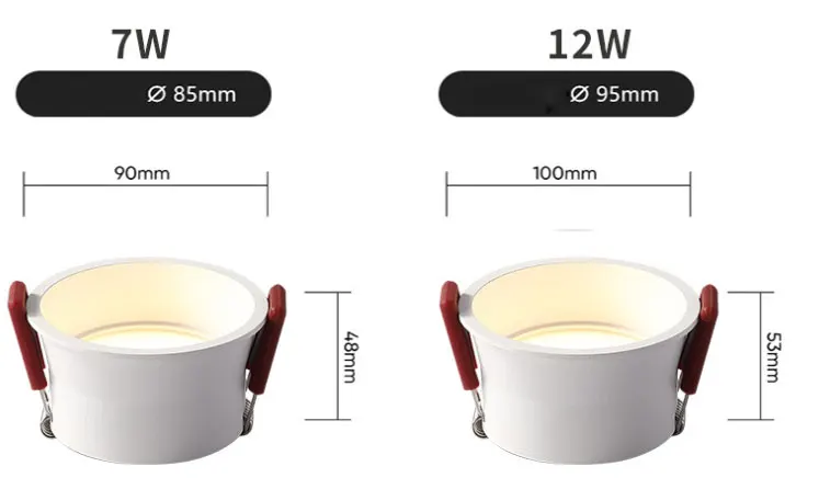 Downlight Embedded Household 7.5 Hole LED Ceiling Light Living Room Aisle Without Main Light Narrow Edge Anti-glare Downlight