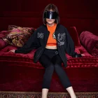 Coat Tch Fashion Brand Men And Women With The Same 2021 Spring New Long-Sleeved Zipper Print Coat
