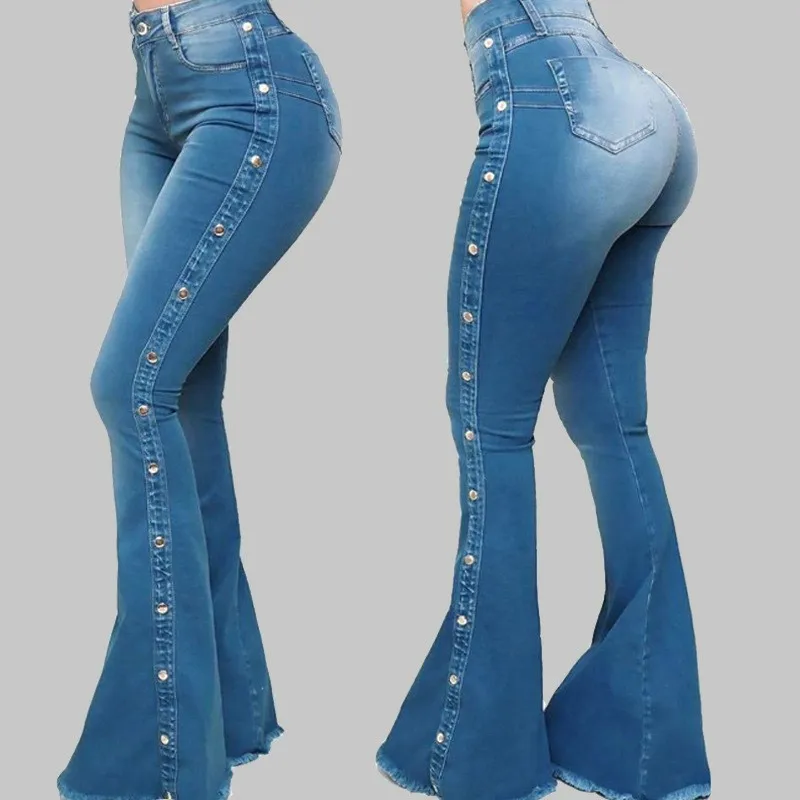 wholesale bell bottom suits flare jacket straight jeans trousers denim low rise loose cargo blue jeans leggings jeans women