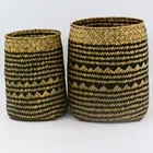 New Household Natural Storage Basket Straw Woven Seagrass Basket Rattan Plant Pot For Decoration