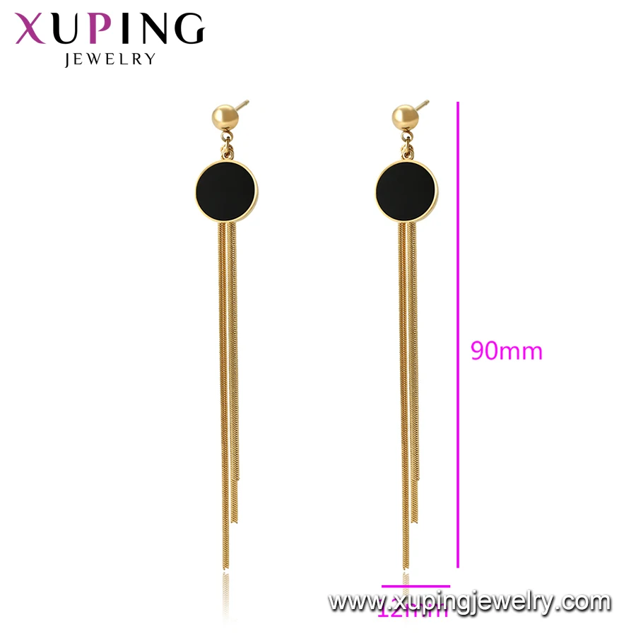 98753 xuping elegant stainless steel 14k gold plated simple style drop earrings for women