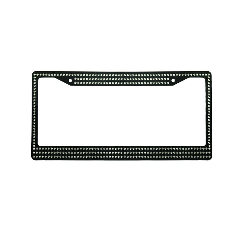 Black Diamond Bling Glitter Crystal Rhinestone Metal USA Car License Plate Frame factory