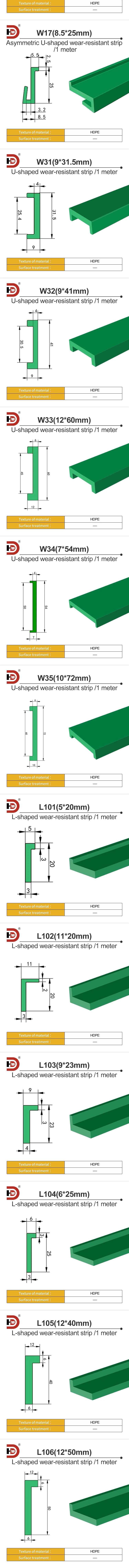 Plastic Wear-resistant Strip W47/W46 Polymer Guide Strip Lining Chain Plate Conveyor Accessories Cushion Rubber Strip supplier