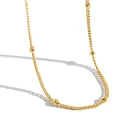 Gold H-N489 Daily Wear Minimalist Choker Gold Plated Satellite Chain Necklace