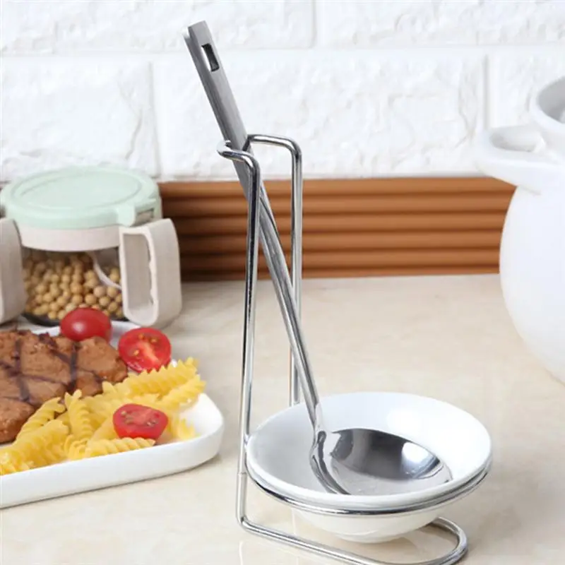 1pc Stainless Steel Soup Ladle Storage Rack Kitchen Utensil Rest Golden 誠実