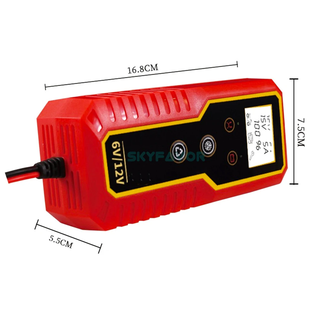 Factory motorcycle car battery charger 6V 12V 8A Universal Automatic pulse Repair lead acid battery charger with lcd display